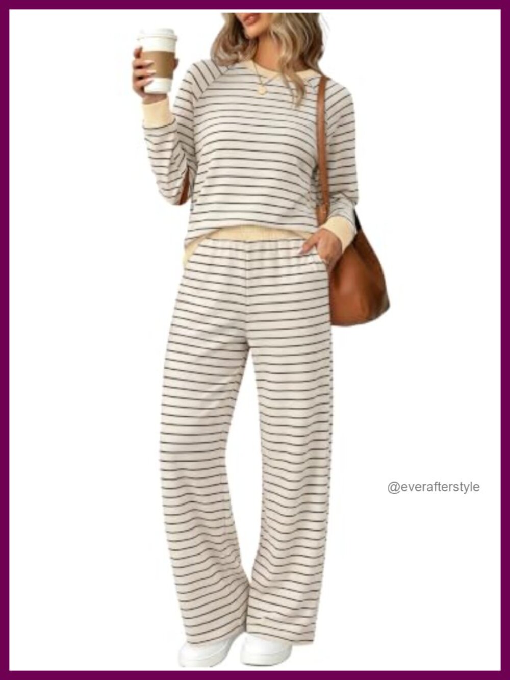 Womens Two Piece Lounge Set Wide Leg High Waist Travel Outfit